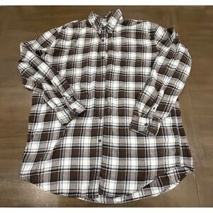 Croft & Barrow Flannel Plaid Button Down Shirt Long Sleeve Men's XXL Brown